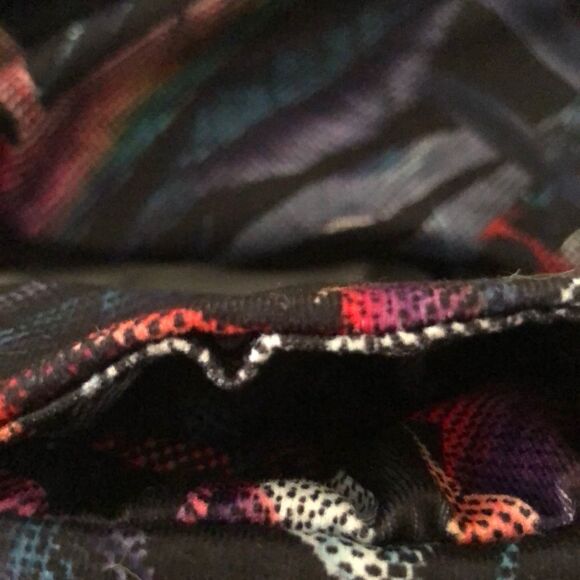 Champion S Black Multicolored Active Cropped Leggings Tropical Print Mesh - Picture 15 of 16